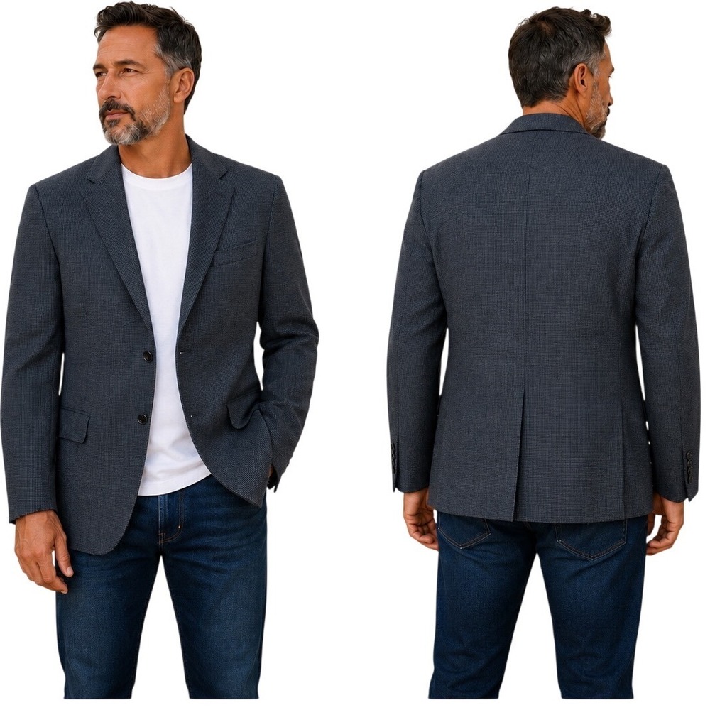 Peter Millar Sport Coat Blazer 46T Tall Charcoal Textured Wool Mens